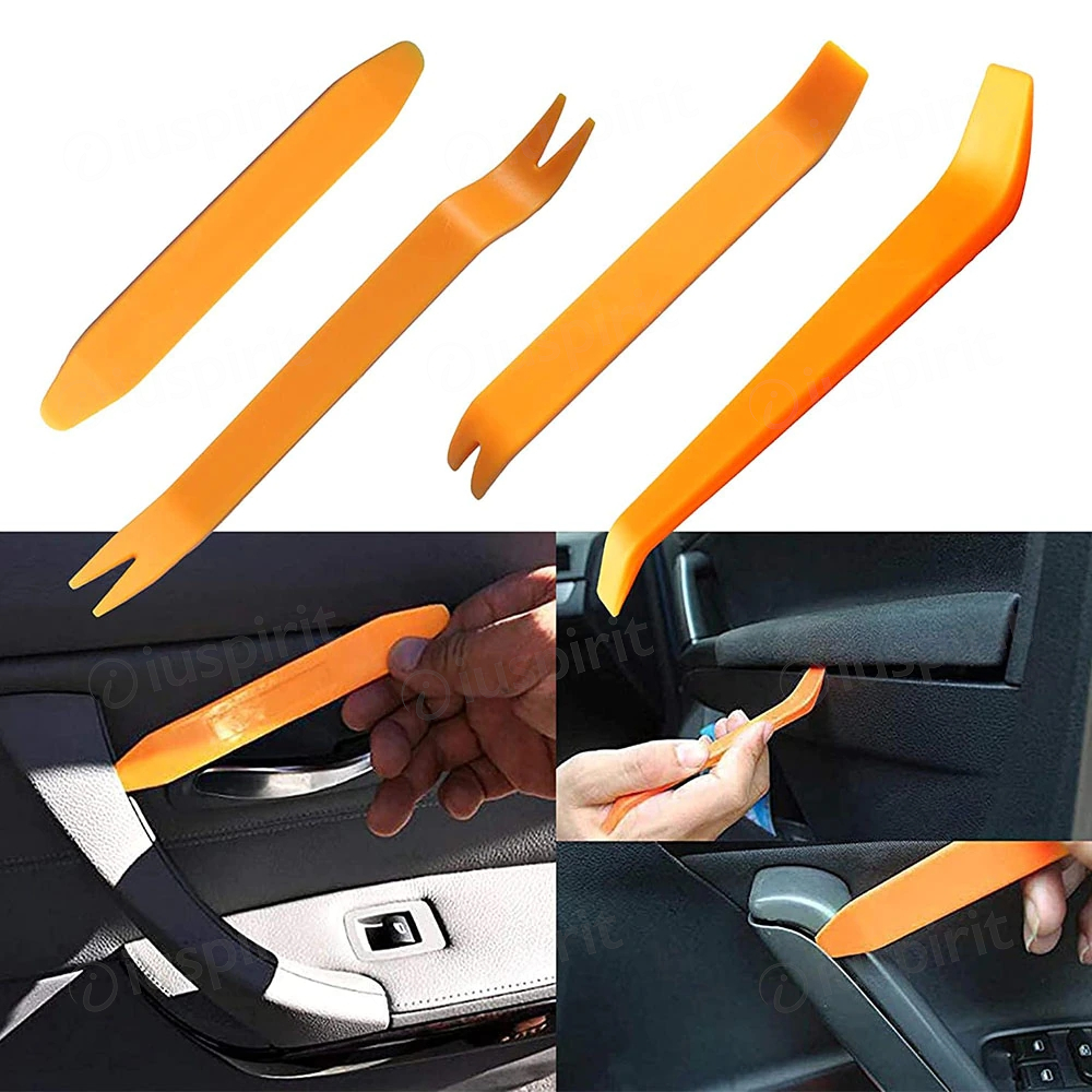 Set 4 leve di plastica set strumenti per la rimozione dei pannelli delle auto e le mascherine delle autoradio - immagine 2