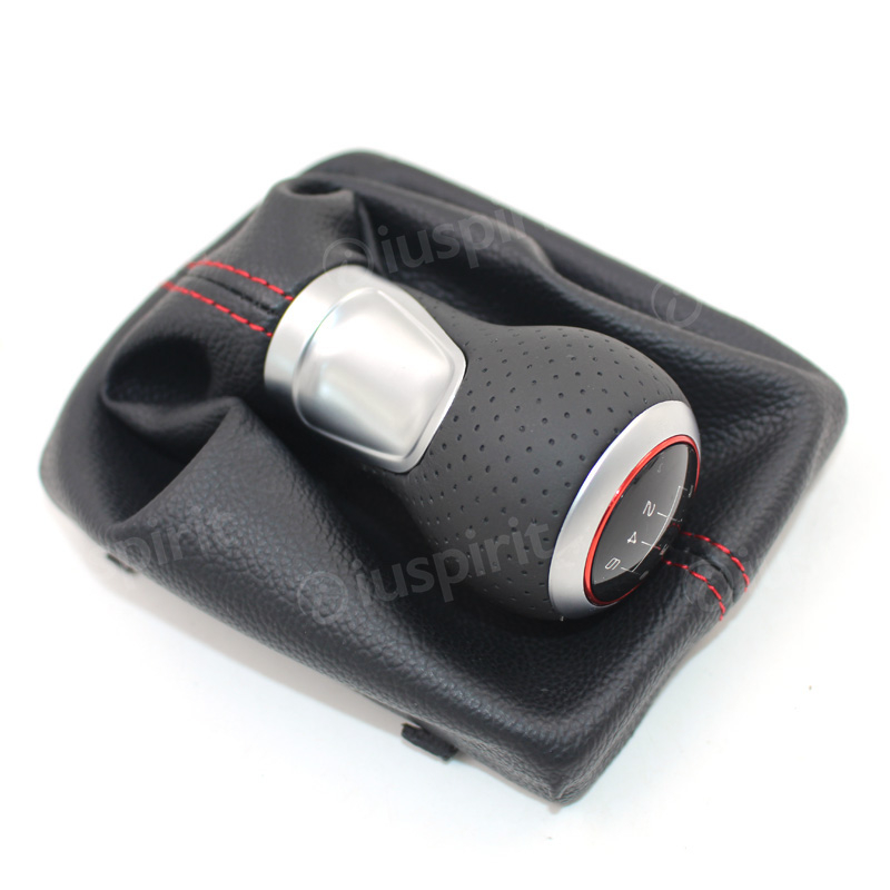 6-speed gear shift knob for Audi A4 S4 B8 8K A5 8T Q5 8R S LINE 2008-2015 headphones with red stitching - Image 3