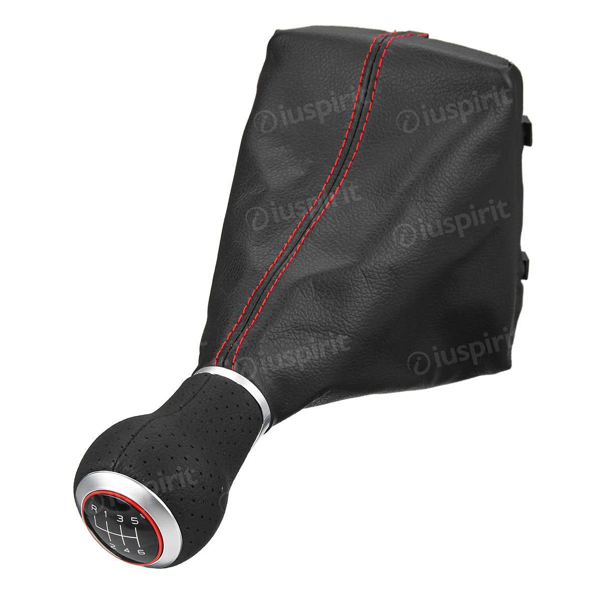 6-speed gear shift knob for Audi A4 S4 B8 8K A5 8T Q5 8R S LINE 2008-2015 headphones with red stitching - Image 4