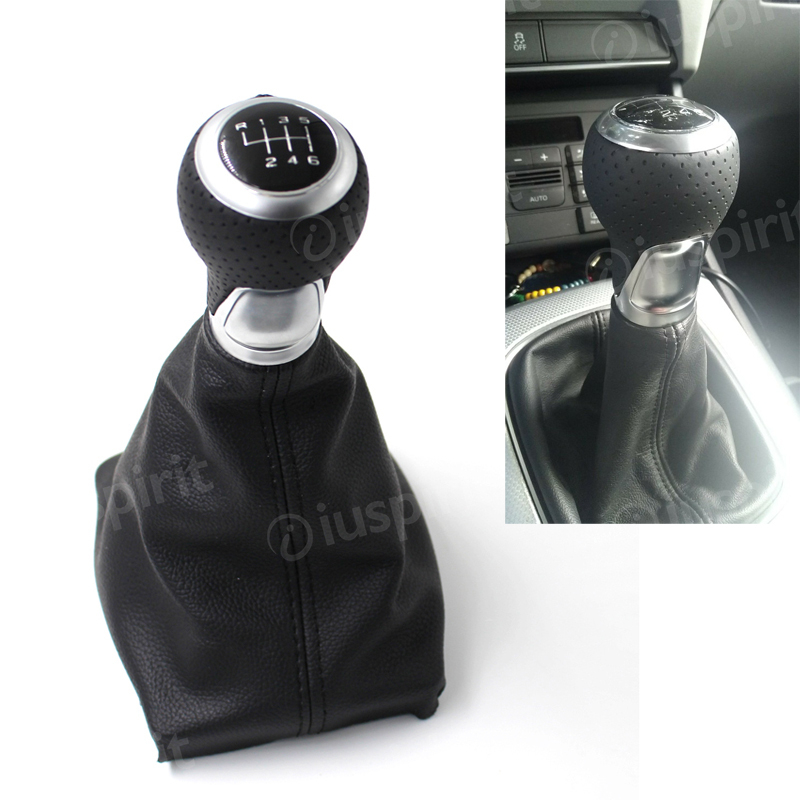 6-speed gear shift knob for Audi A4 S4 B8 8K A5 8T Q5 8R S LINE 2008-2015 headphones with black stitching