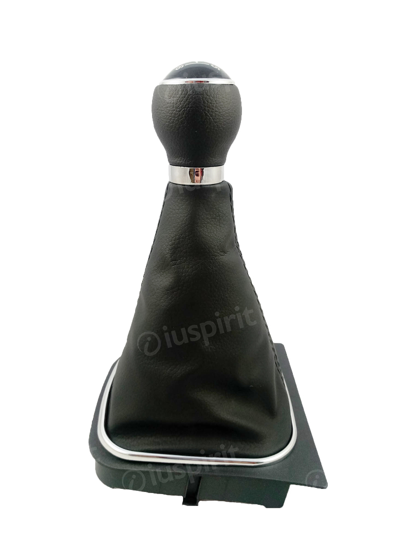 Pomello cambio 6 marce per VW Golf 5, Golf 6 Jetta Scirocco cuffia vera pelle leva cambio 6 marce cuciture nere - immagine 2