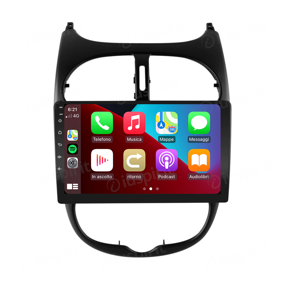 ANDROID autoradio navigatore per Peugeot 206 2000-2008 CarPlay Android Auto GPS USB WI-FI Bluetooth 4G LTE