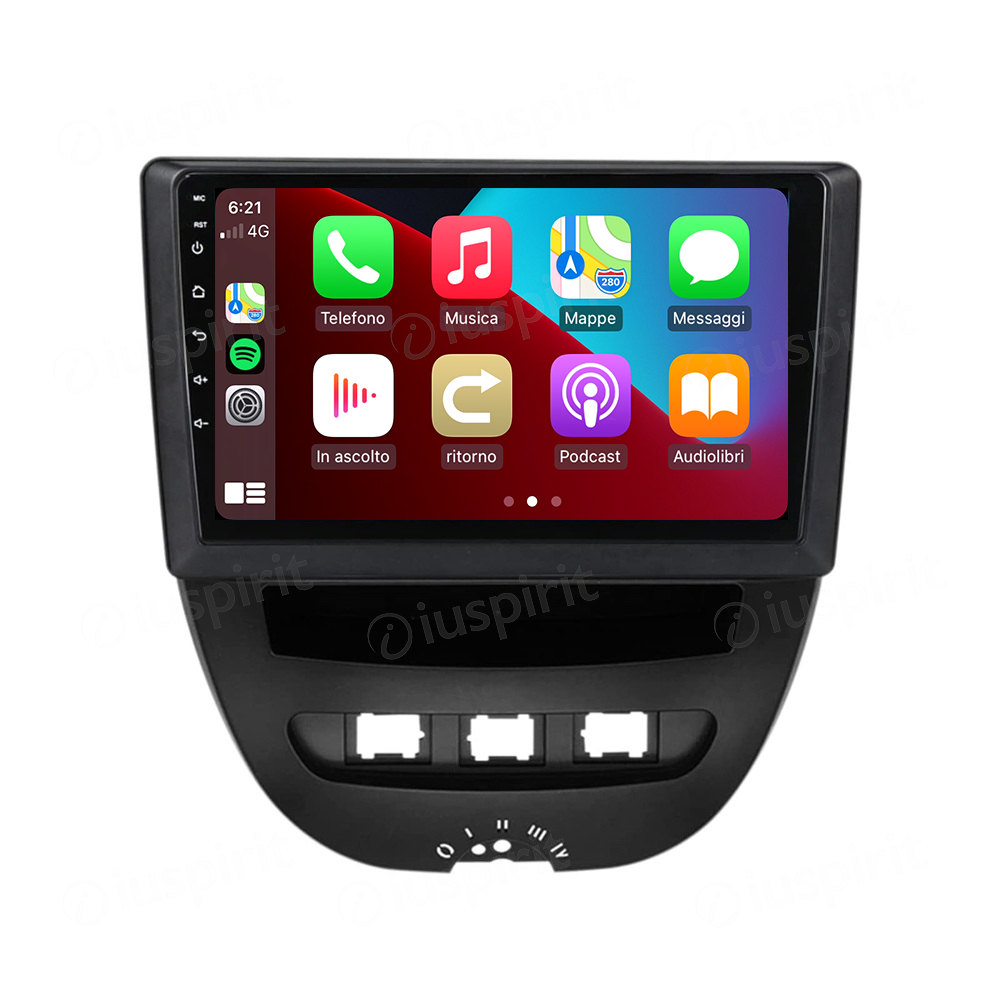 ANDROID autoradio navigatore per Peugeot 107 Citroen C1 Toyota Aygo 2005-2014 CarPlay Android Auto GPS USB WI-FI Bluetooth 4G LTE