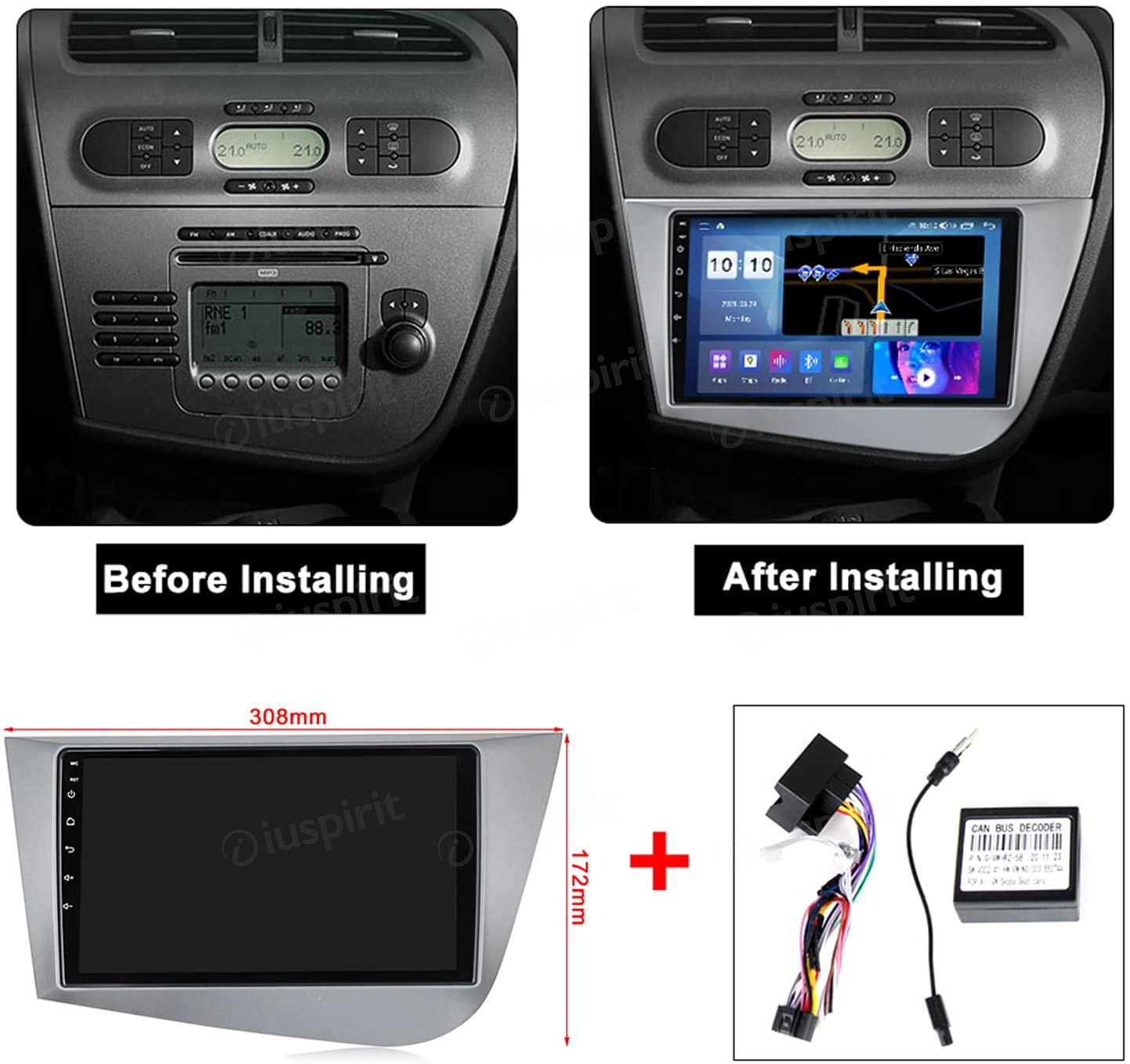 ANDROID autoradio navigatore per Seat Leon 2 MK2 2005-2012 CarPlay Android Auto GPS USB WI-FI Bluetooth 4G LTE - immagine 7
