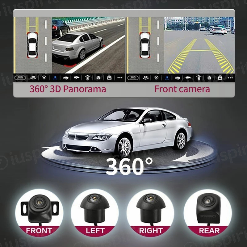 360° cameras with 360° panoramic front left and right rear view for Android car radios
