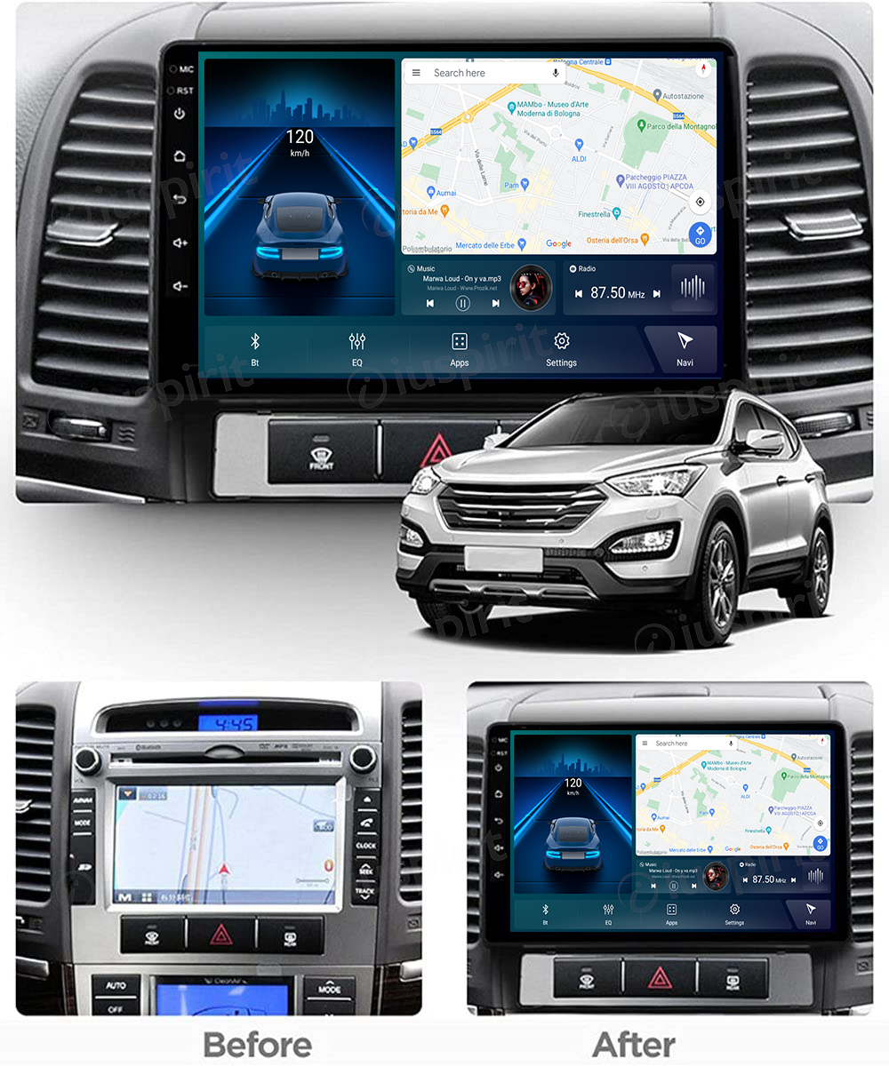 ANDROID autoradio navigatore per Hyundai Santa Fe Hyundai IX45 2006-2012 CarPlay Android Auto GPS USB WI-FI Bluetooth 4G LTE - immagine 6