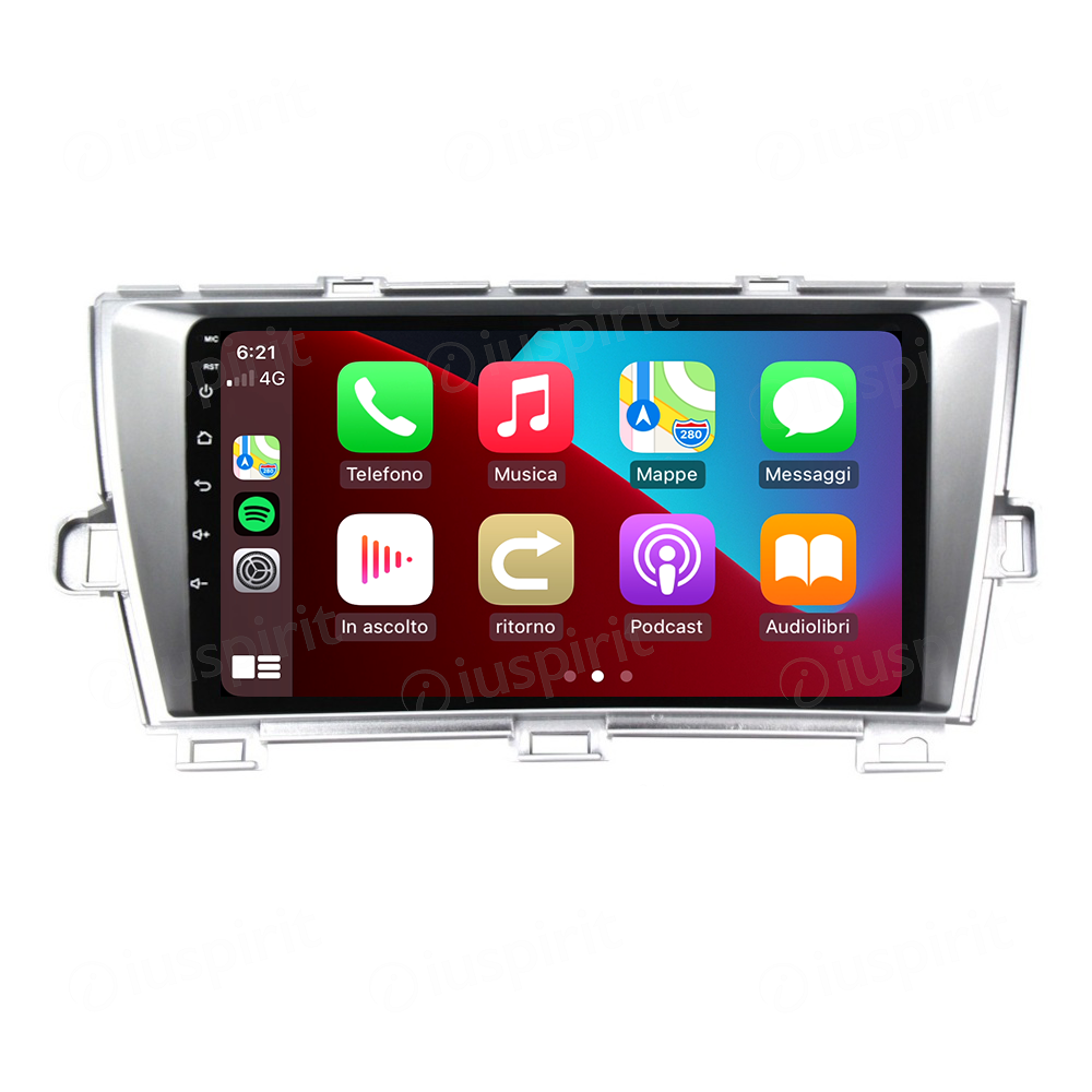 ANDROID autoradio navigatore per Toyota Prius 2009-2012 CarPlay Android Auto GPS USB WI-FI Bluetooth 4G LTE colore grigio