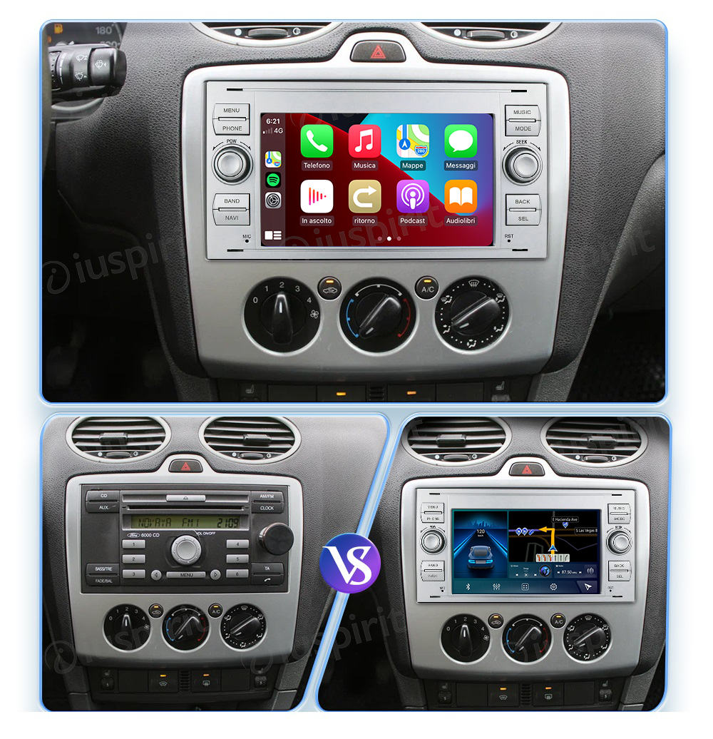 ANDROID autoradio navigatore per Ford Focus Mondeo S-Max C-Max Galaxy Transit Fiesta Fusion Kuga CarPlay Android Auto GPS USB WI-FI Bluetooth 4G LTE - immagine 6