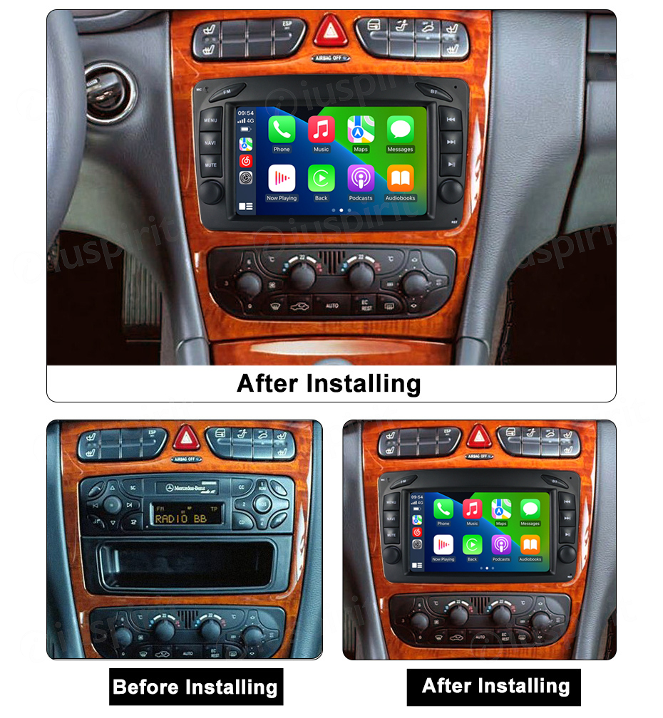 ANDROID autoradio navigatore per Mercedes classe C W203 classe CLK W209 classe A W168 classe G W463 classe E W210 Vito Viano Android Auto GPS USB WI-FI Bluetooth 4G LTE - immagine 6