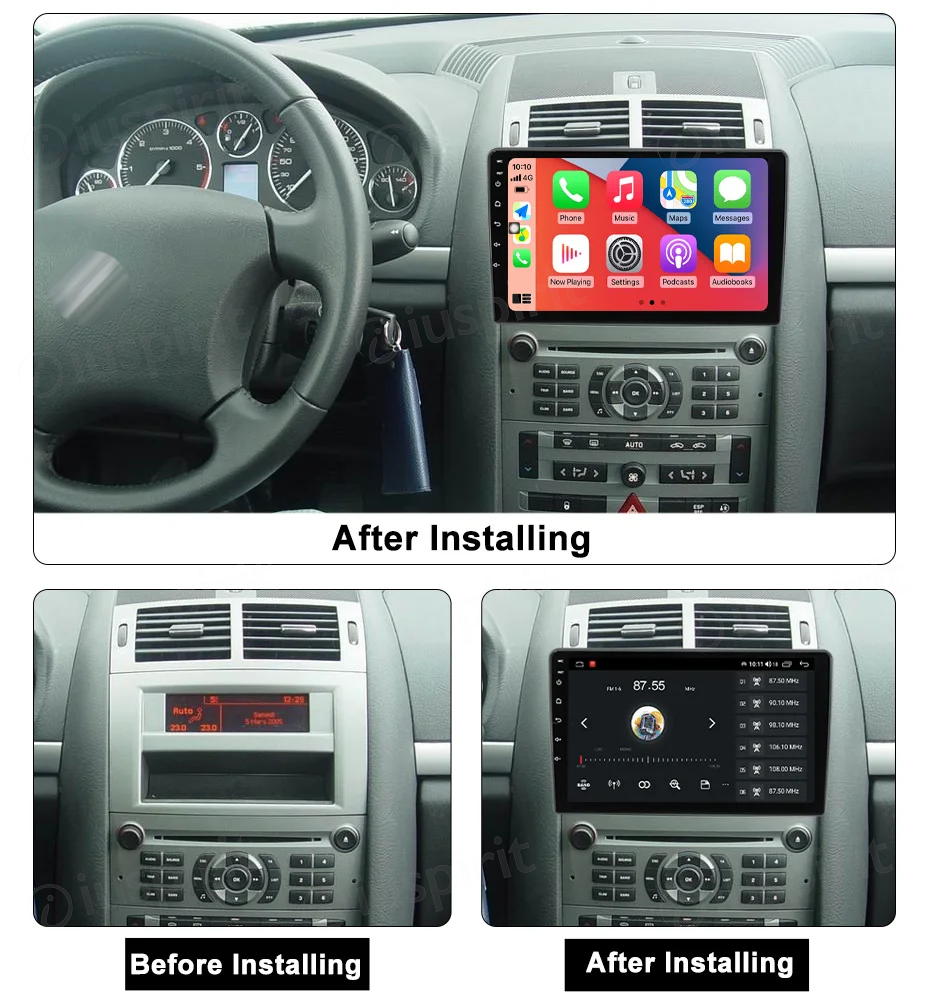 ANDROID autoradio navigatore per Peugeot 407 2004-2010 CarPlay Android Auto GPS USB WI-FI Bluetooth 4G LTE - immagine 6