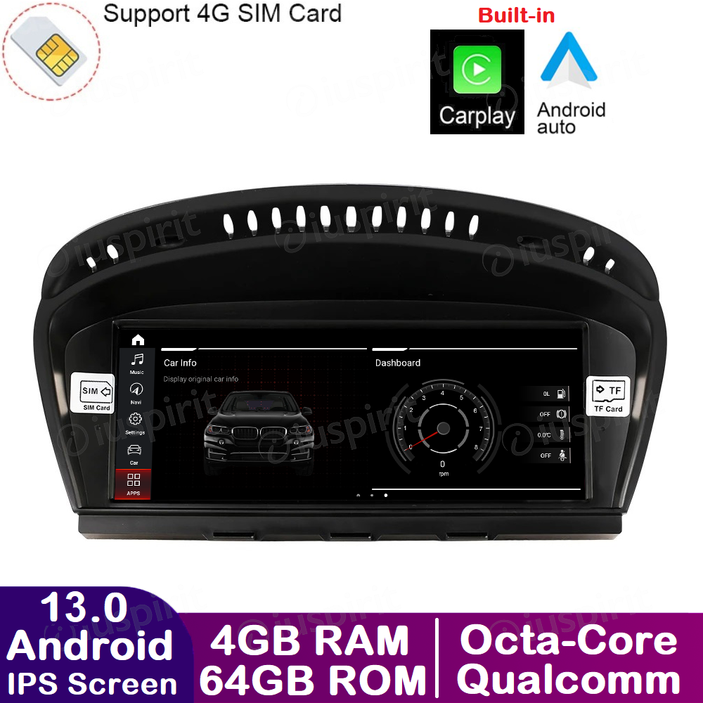 ANDROID navigatore per BMW Serie 3 E90 E91 E92 E93 BMW Serie 5 E60 E63 E64 Sistema originale CIC WI-FI GPS 4G LTE Bluetooth MirrorLink 4GB RAM 64GB ROM