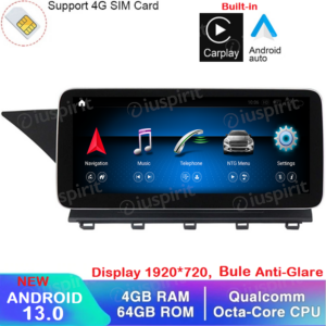 ANDROID navigatore per Mercedes Classe GLK X204 GLK220 GLK280 GLK300 GLK350 2008-2012 NTG 4.0 10.25 pollici 4GB RAM 64GB ROM Octa-Core CarPlay Android Auto Bluetooth GPS WI-FI