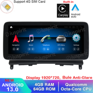 ANDROID navigatore per Mercedes Classe C W204 2008-2010 NTG 4.0 10.25 pollici 4GB RAM 64GB ROM Octa-Core CarPlay Android Auto Bluetooth GPS WI-FI