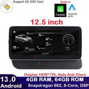 ANDROID navigatore per Audi Q5 2009-2017 CarPlay Android Auto 12.5 pollici 4GB RAM 64GB ROM Octa-Core Bluetooth GPS WI-FI