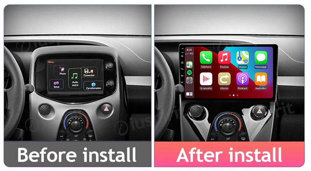 ANDROID autoradio navigatore per Peugeot 107 Citroen C1 Toyota Aygo 2015-2021 CarPlay Android Auto GPS USB WI-FI Bluetooth 4G LTE - immagine 7