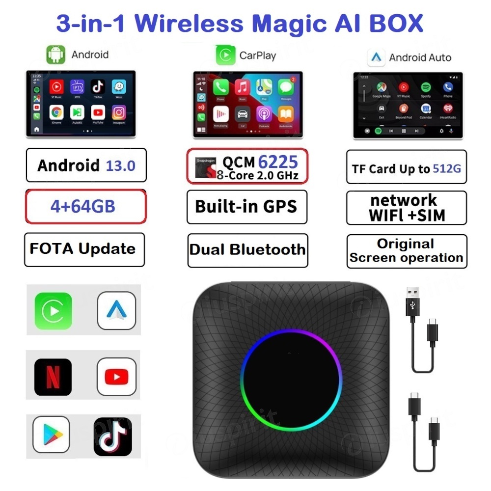 Android Auto CarPlay Ai BOX Wireless per Mercedes BMW Audi Volkswagen Ford Toyota Kia Wireless CarPlay BOX