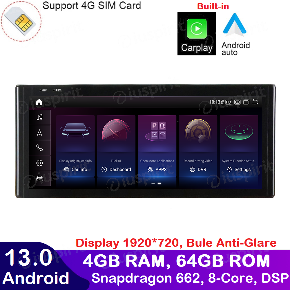 ANDROID navigatore per Audi Q3 2013-2018 CarPlay Android Auto 10.25 pollici 4GB RAM 64GB ROM Octa-Core Bluetooth GPS WI-FI