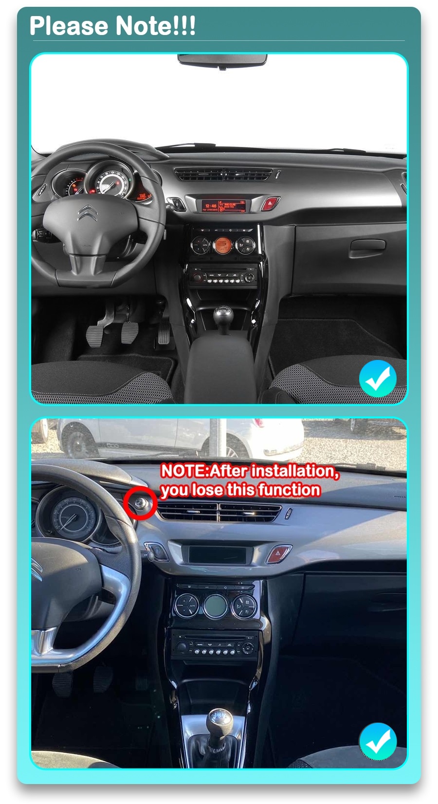 ANDROID autoradio 2 DIN navigatore per Citroen C3 DS3 2010-2016 CarPlay Android Auto GPS DVD WI-FI Bluetooth MirrorLink - immagine 5