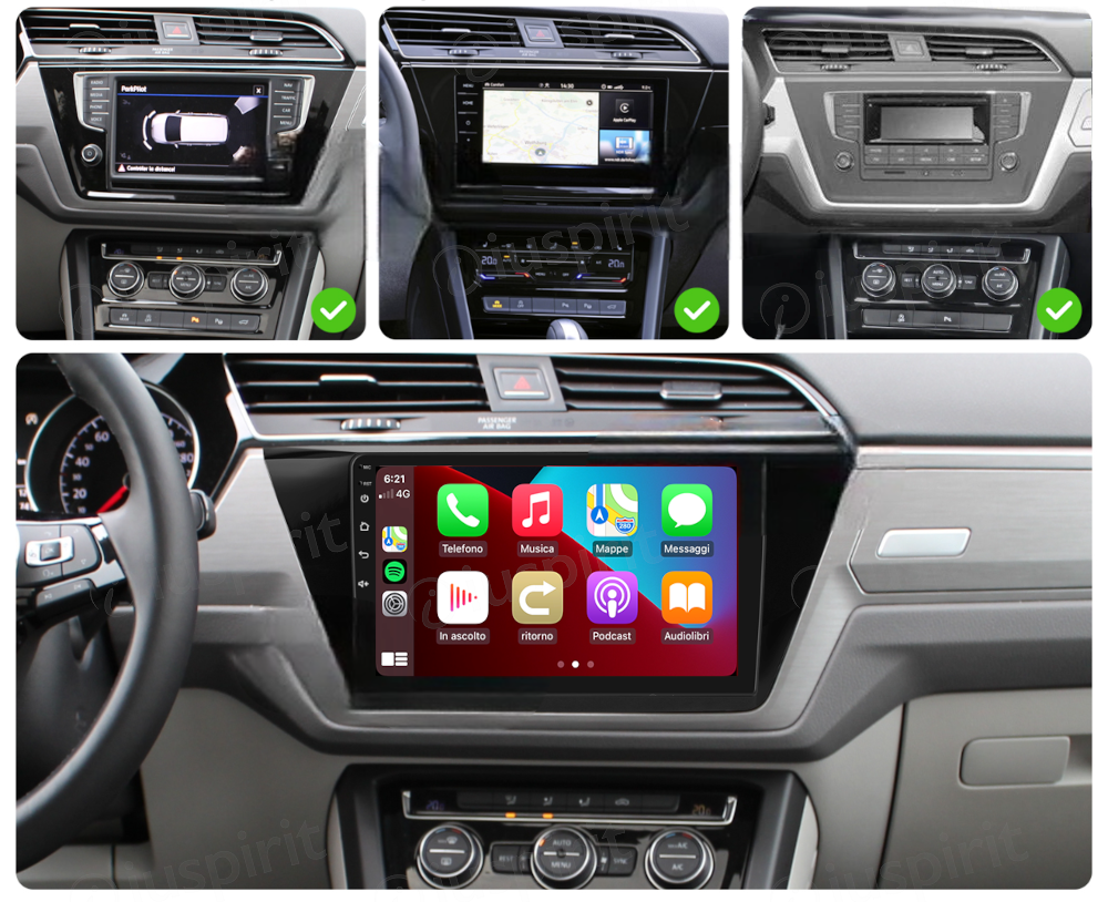 ANDROID autoradio navigatore per VW Touran 2016 2017 2018 CarPlay Android Auto GPS USB WI-FI Bluetooth 4G LTE - immagine 7