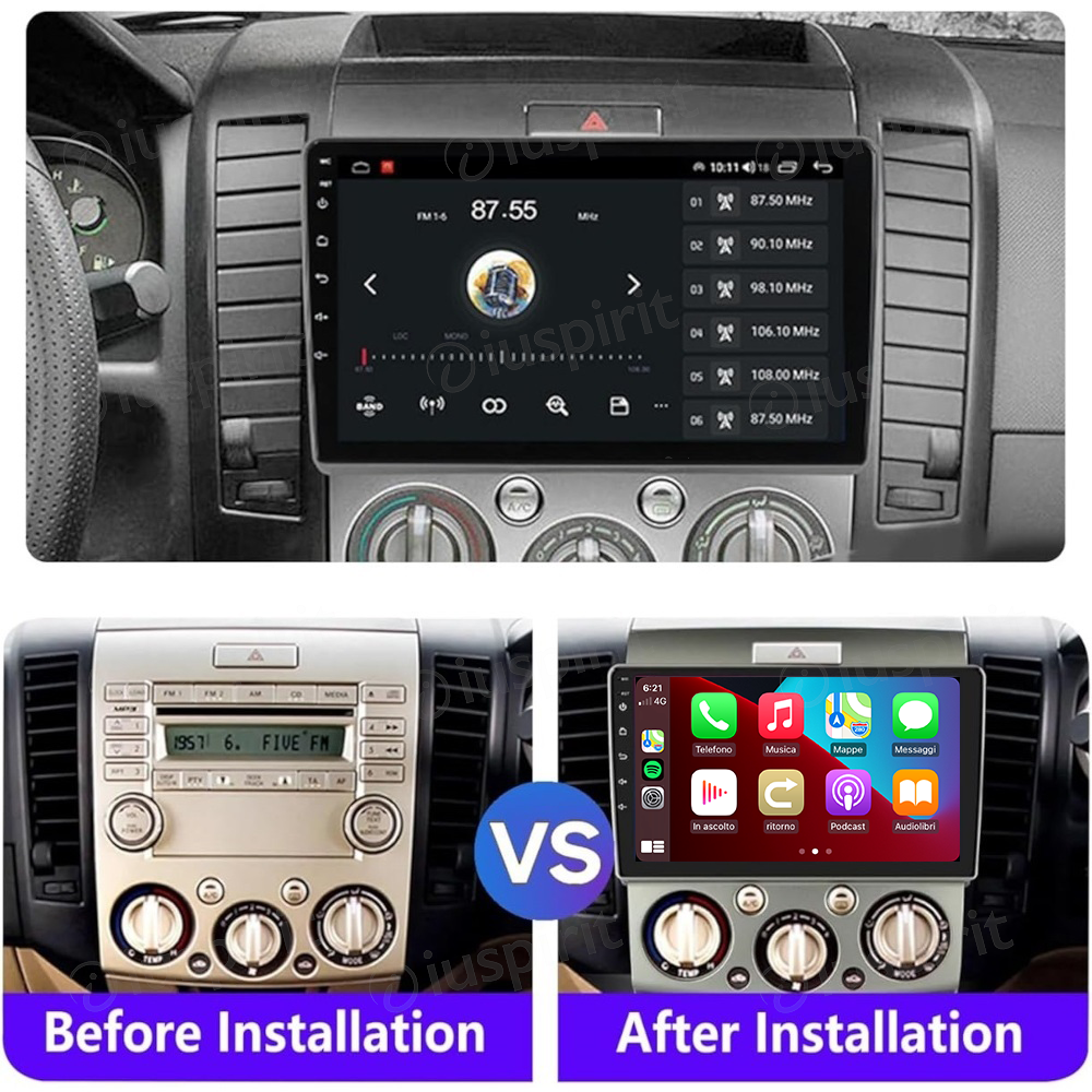 ANDROID autoradio navigatore per Ford Ranger Mazda BT 50 2006-2010 CarPlay Android Auto GPS USB WI-FI Bluetooth 4G LTE - immagine 7