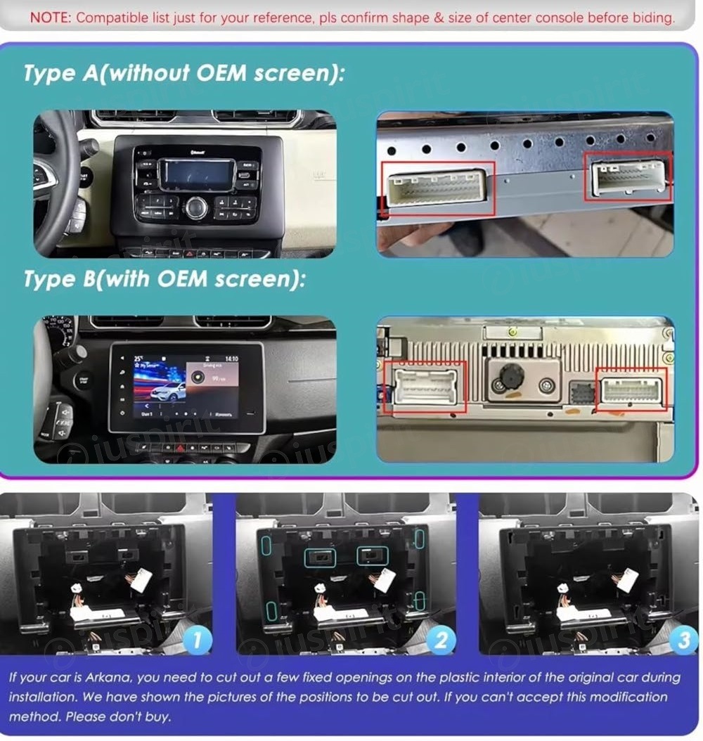 ANDROID autoradio navigatore per Renault Duster Dacia Duster HM 2 Renault Arkana 2019-2022 CarPlay Android Auto GPS USB WI-FI Bluetooth 4G LTE - immagine 7