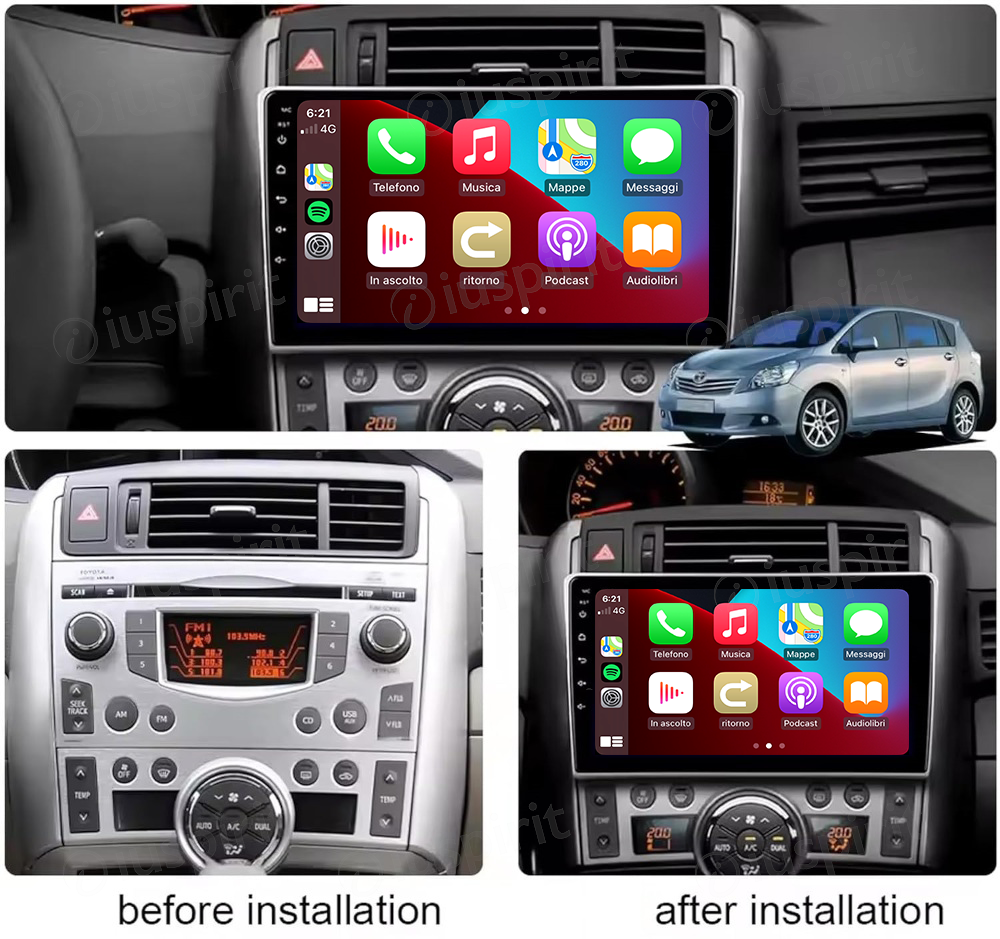 ANDROID autoradio navigatore per Toyota Verso EZ 2010-2015 CarPlay Android Auto GPS USB WI-FI Bluetooth 4G LTE - immagine 7