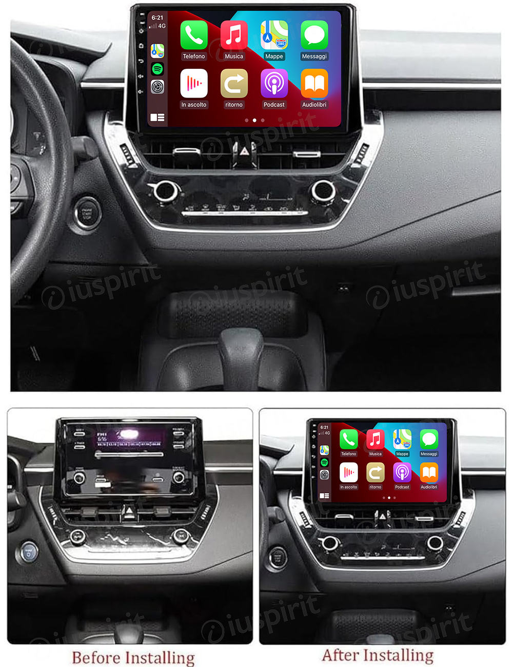 ANDROID autoradio navigatore per Toyota RAV4 Corolla 2019-2020 CarPlay Android Auto GPS USB WI-FI Bluetooth 4G LTE - immagine 7
